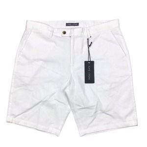 Slate & Stone Allen Cotton Flat Front White Bermuda Pockets Mens Shorts